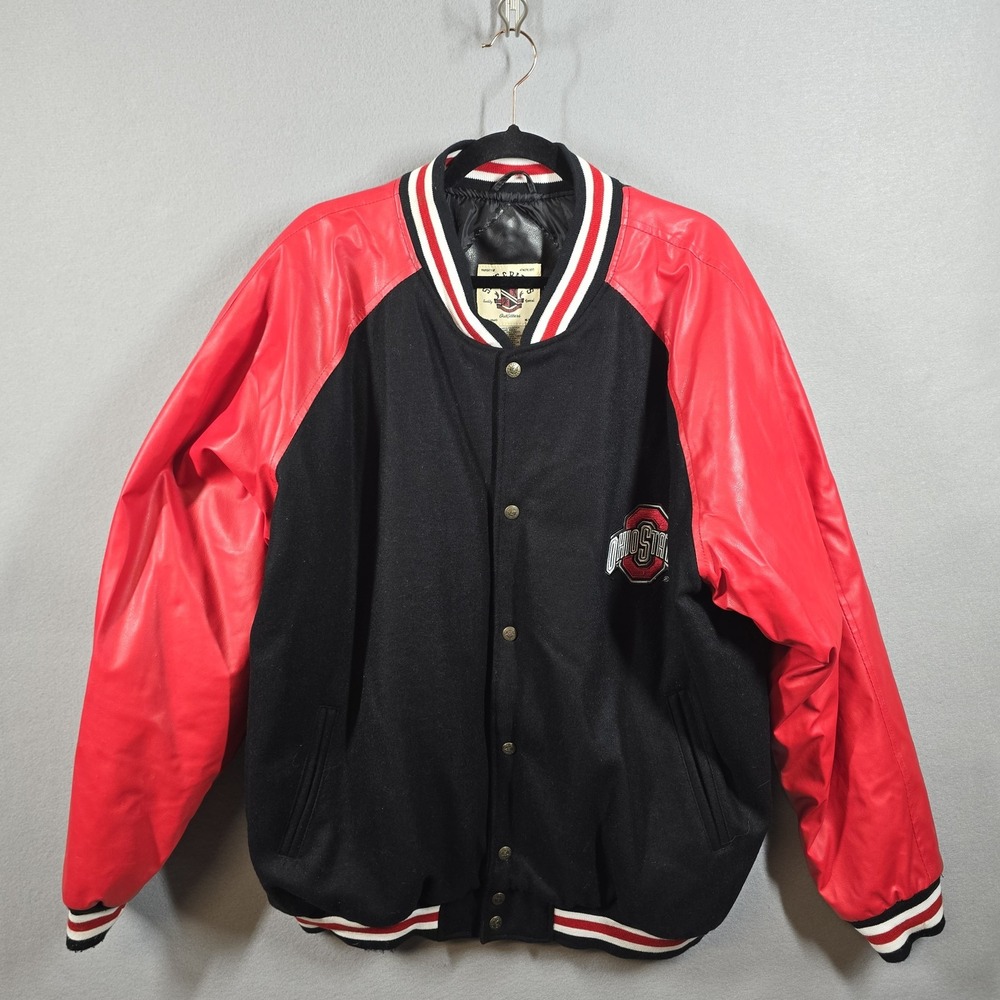 Ohio State‎ Buckeyes Jacket Mens 2XL NCAA College Varsity Leather Steve Barry